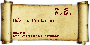 Háry Bertalan névjegykártya